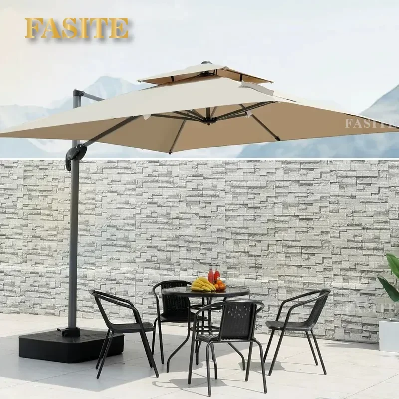 For Outdoor Patio Garden Villa Courtyard Terrace Large Roman Parasol Sun Umbrella with Three Tie Rods Heavy Duty Windproof