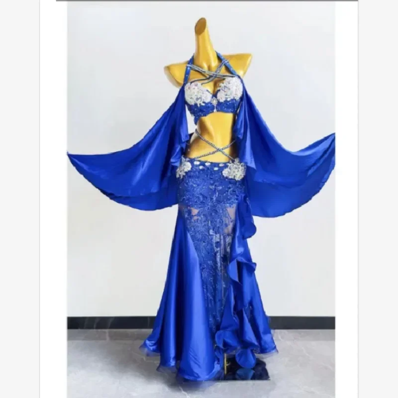 Belly Dance Performance Dress for Women 2024 New Blue Diamond Set Oriental Dance Set samba carnival costumes