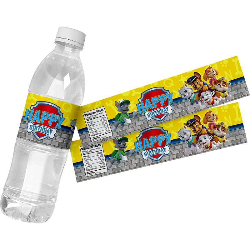 24 stücke Pfote Patrouille Thema Wasser flasche Aufkleber Etiketten Taufe Baby party Geburtstag Dekor liefert Hunde Party Wasser flasche Wrapper