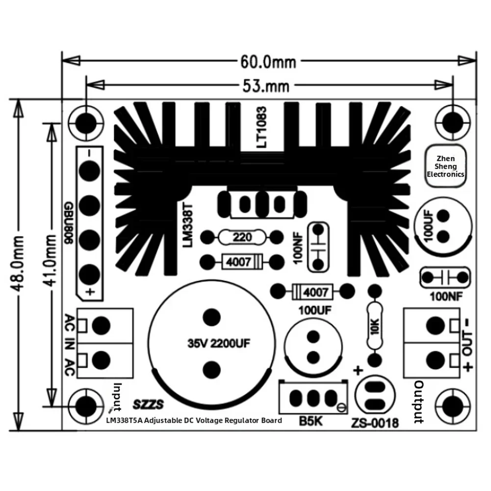 Adjustable DC Linear Regulated Power Supply Board With Aluminium Heat Sink Compatible With For LM317 LM338T Voltage Regulators