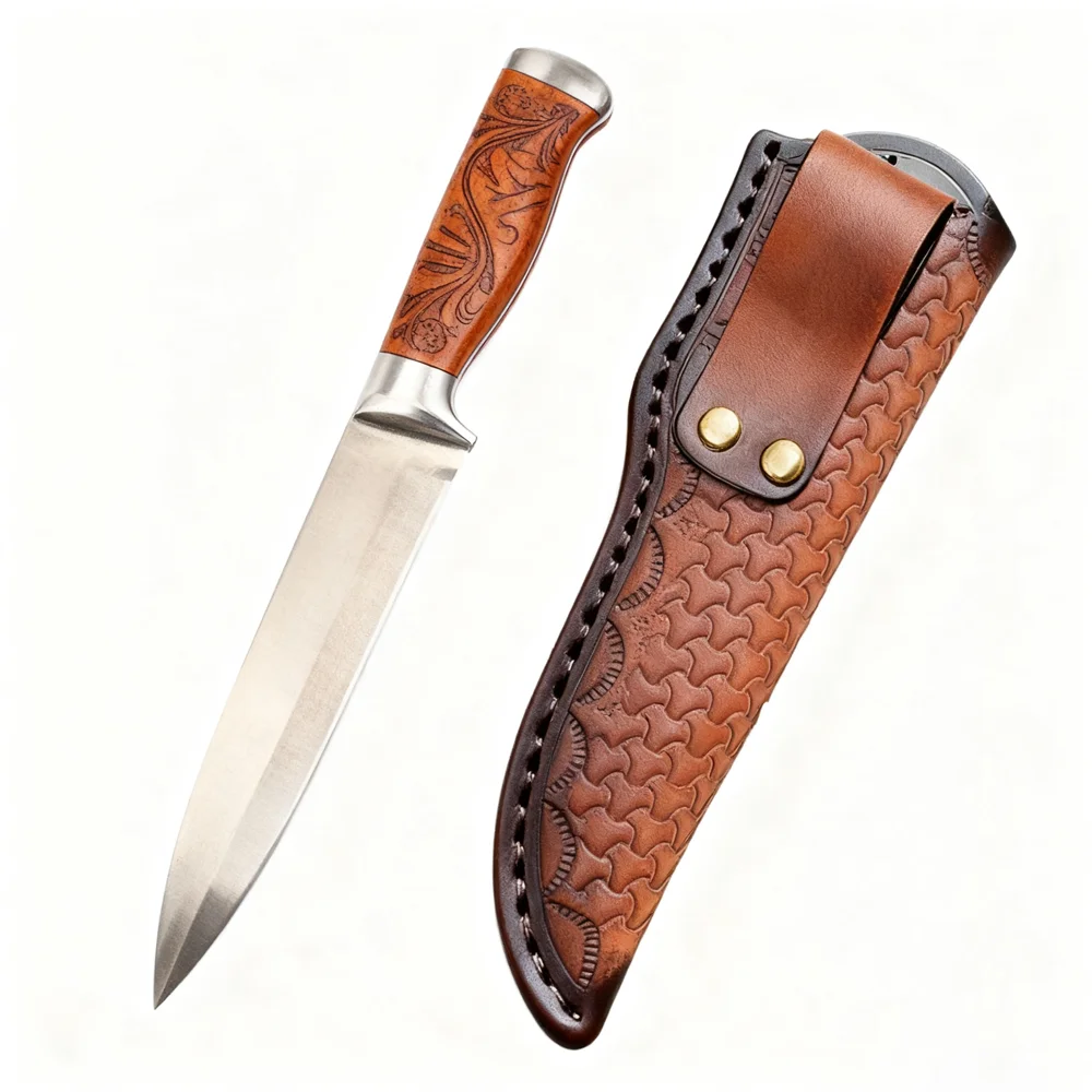 

Универсальная чехол для ножа с фиксированным лезвием 18 см, кобура из воловьей кожи с тиснением, высший класс с пряжкой для ремня, твердая конструкция