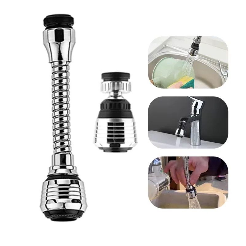 Kitchen Stainless Steel Faucet Sprinkler Water-saving Device Lengthening Rotating Splash Proof Sprinkler Spray Extender Bubbler