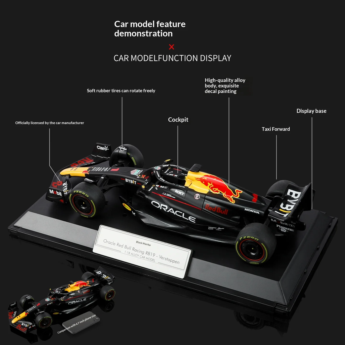 1:18 Officially Licensed Red Bull RB19 Formula 1 Racing Car Alloy Model, Simulated Metal Supercar Model