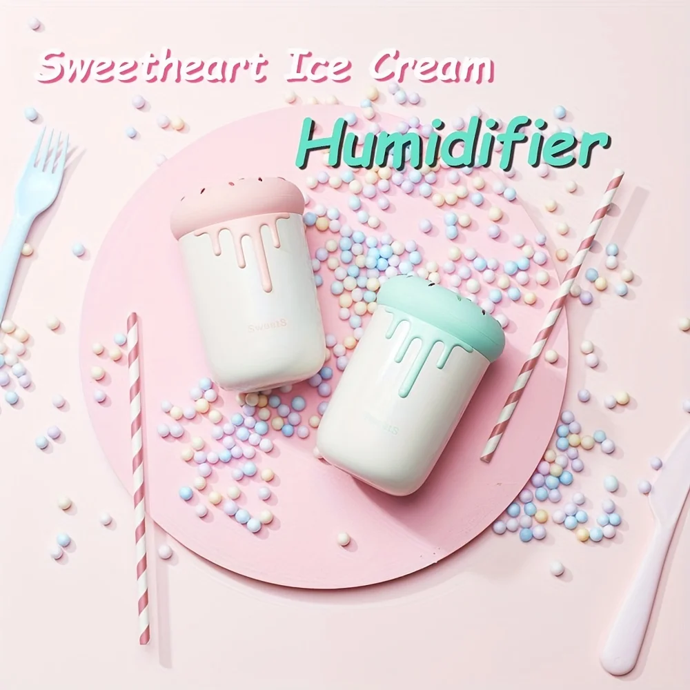 1 шт., мини-увлажнитель для мороженого в форме сердца, автомобильный увлажнитель, увлажнитель с цветными огнями для спальни, заливка утечки