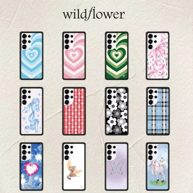 Wildflower Ins Love Fox Pony Phone Case For Samsung S26 Ultra S25Ultra S24Ultra S23Ultra Scarf Butterfly Star Shockproof Cover﻿