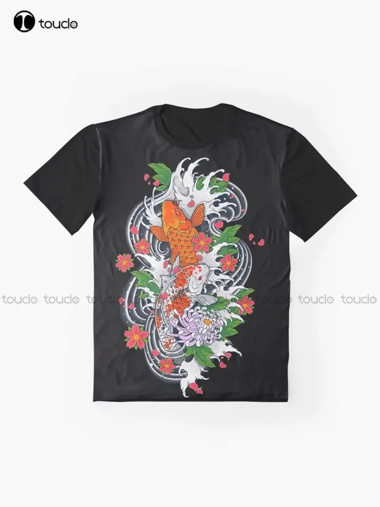 Koi Fish Pond Graphic T-Shirt Custom Aldult Teen Unisex Digital Printing Tee Shirts Custom Gift Xxs-5Xl Streetwear
