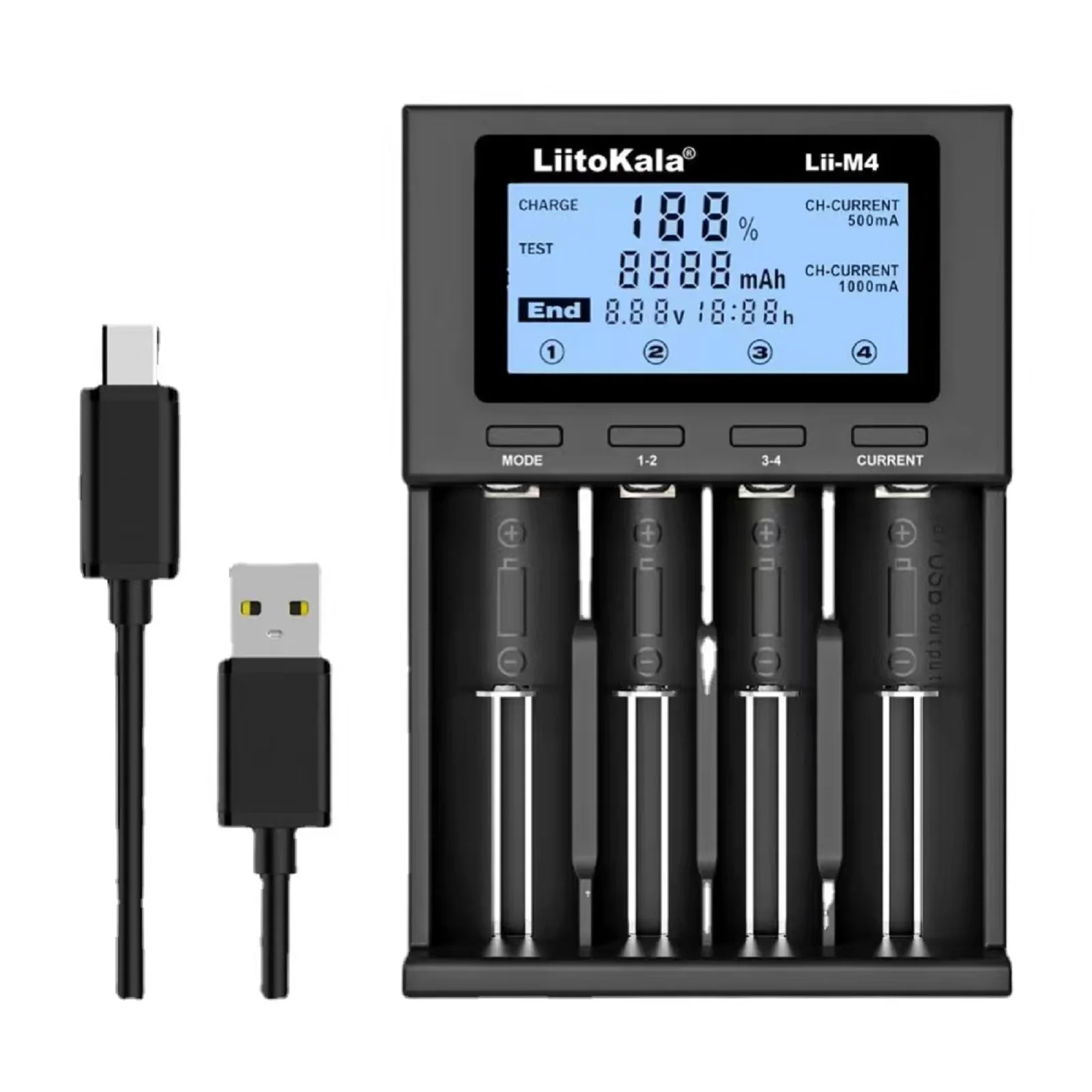 Liitokala Lii-M4S Lii-M4,Lii-PD4,500S,18650 Battery Charger,For 1.2V 3.7V 3.8V AA  AAA 18350 26650 20700 Lithium Battery Charger