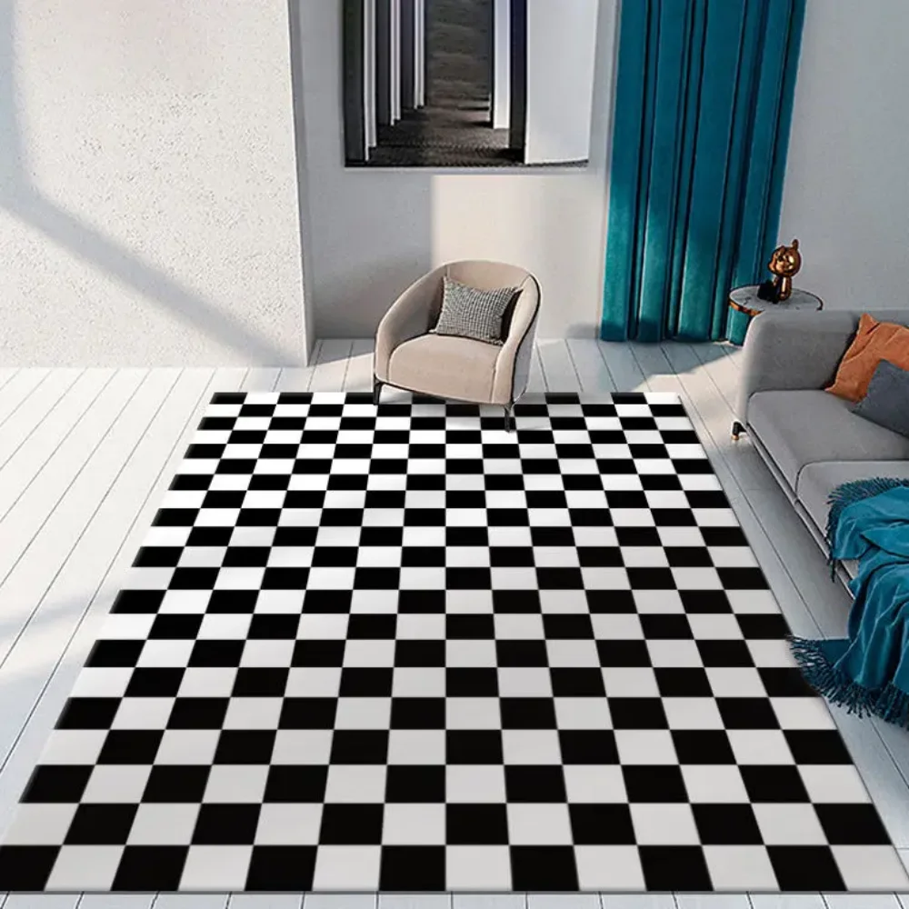 

VIKAMA Color Checkered Carpet for Living Room Sofa Coffee Table Pad, Bedroom Closet, Large Area Carpet For Home Decoration