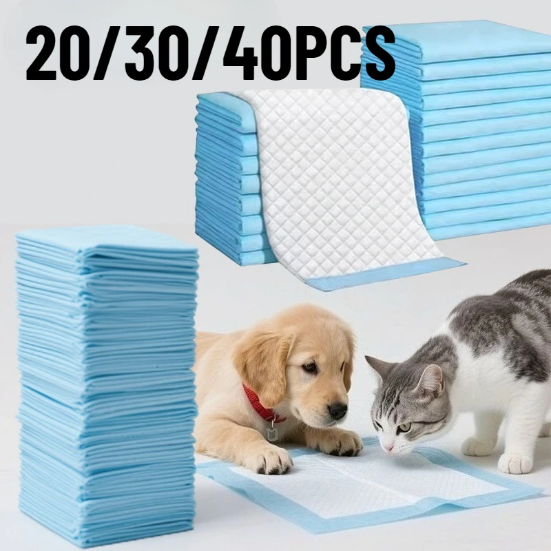 Couches absorbantes pour animaux de compagnie, tampons d'entraînement jetables pour chats et chiens, nettoyage pratique pour sortir quotidiennement, 20/30/40 pièces