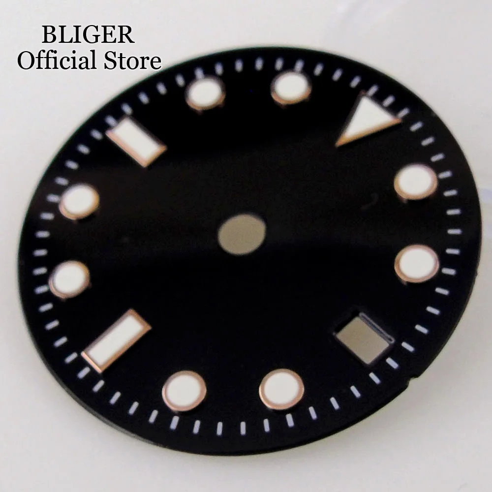 BLIGER Luminous White/Black 29mm Watch Dial Date Window fit NH34A NH34 GMT Automatic Movement Mens Watch Accessories