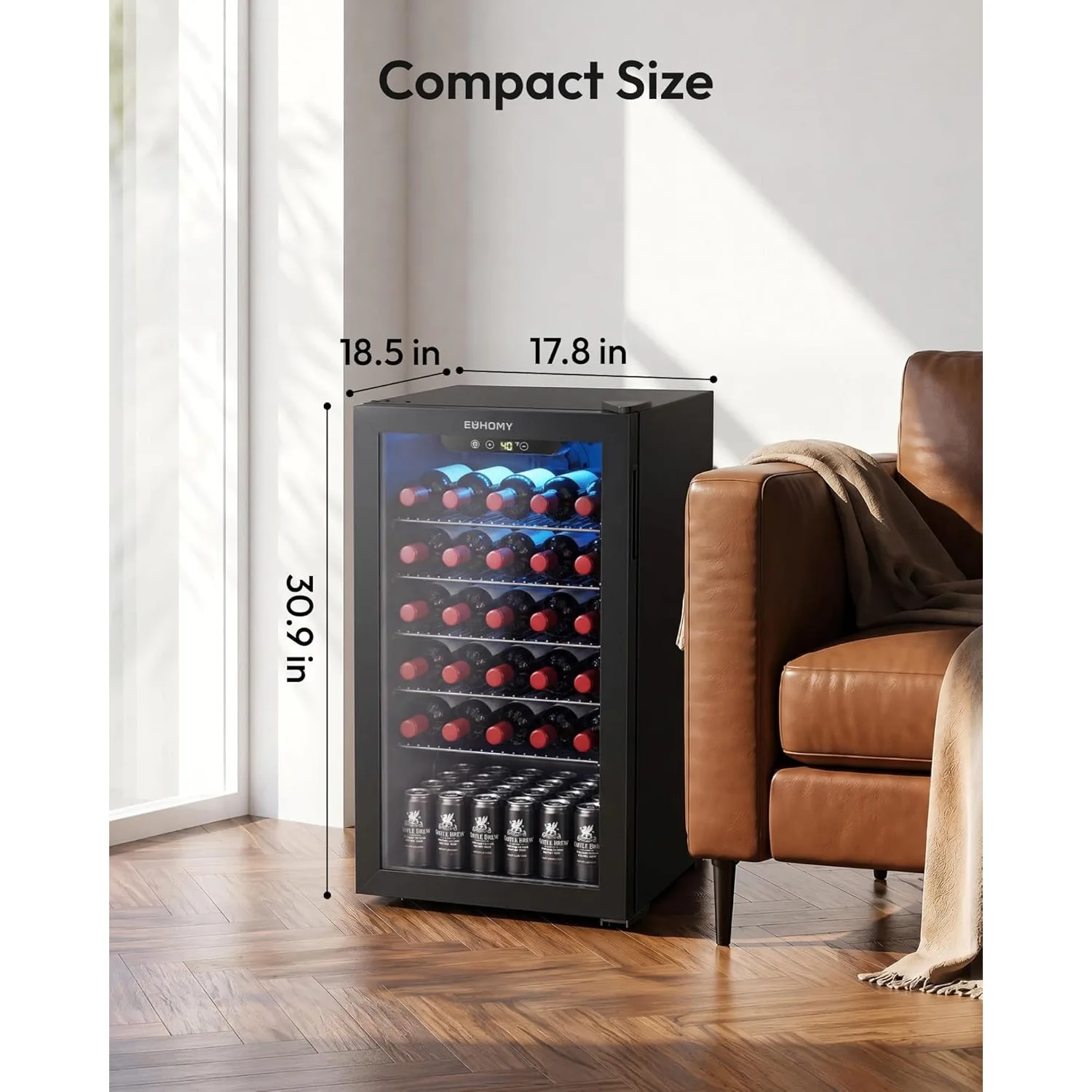 

125 Can Beverage Cooler, Glass Door, For Soda Beer Wine, Home Use, Custom