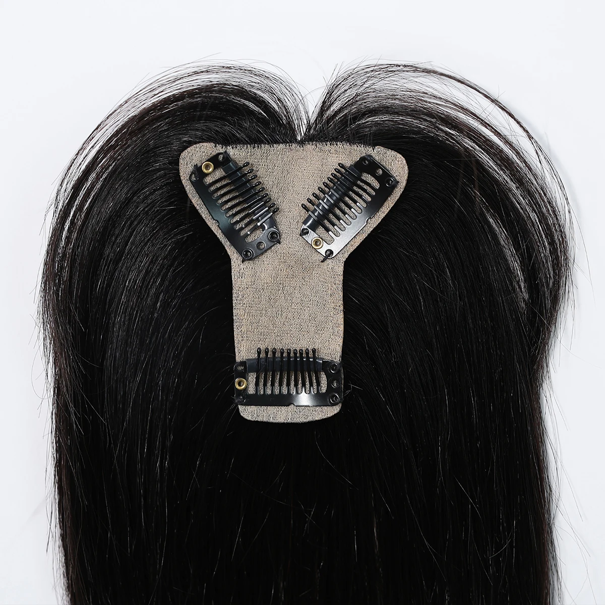 Rambut Asli Remy Hitam 10 Inci dengan Alas Sutra dan Poni, 3 Jepitan, untuk Wanita, Ekstensi Rambut Asli untuk Penggunaan Sehari-hari dan Pesta