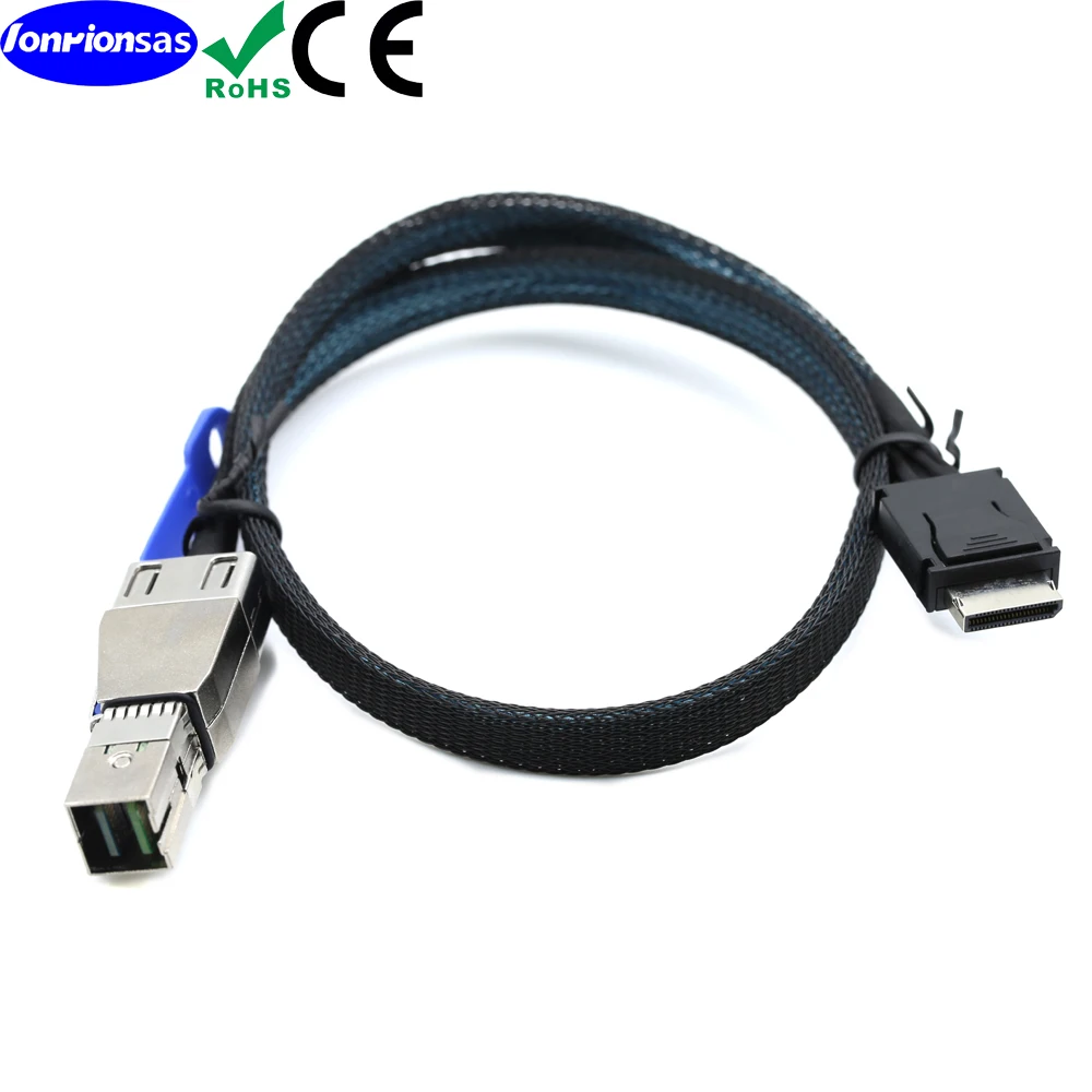 External Mini‑SAS HD SFF‑8644 to OCuLink‑4i SFF‑8611 (42‑Pin) Active Cable PCIe4.0 High‑Speed Wire for NVMe SSD Server Storage