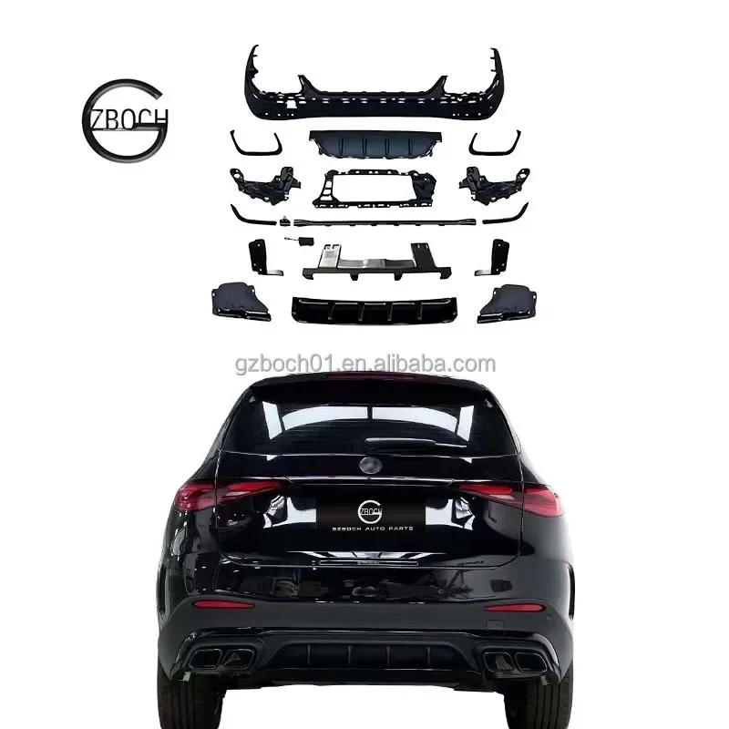 

2024 GLC 63 Style rear bumper parts diffuser for GLC class Benz Facelift GLC SUV 63 AMG sport line Rear car diffuser With Pipe