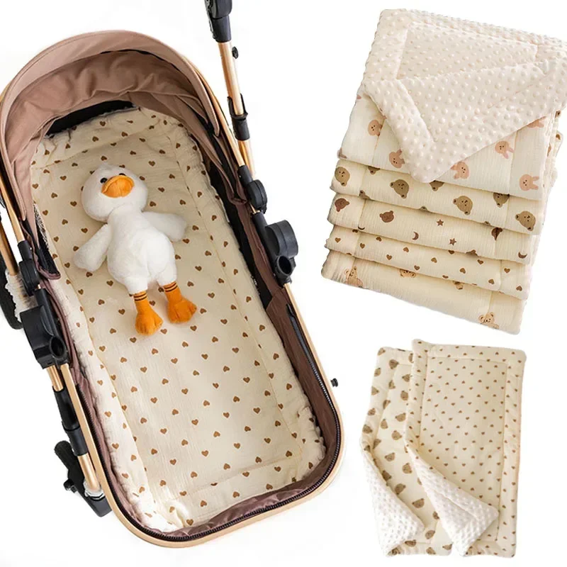 Cotton Baby Stroller Seat Cushion Kids Soft Mat Pushchair Car High Chair Trolley Mattress Cushion Pad Baby Stroller Accessories