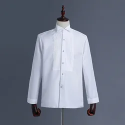 Men Dress Shirt White Color Mens Formal Business Shirts Male Performance Tuxedo Wedding Party Stage Tops Clothing