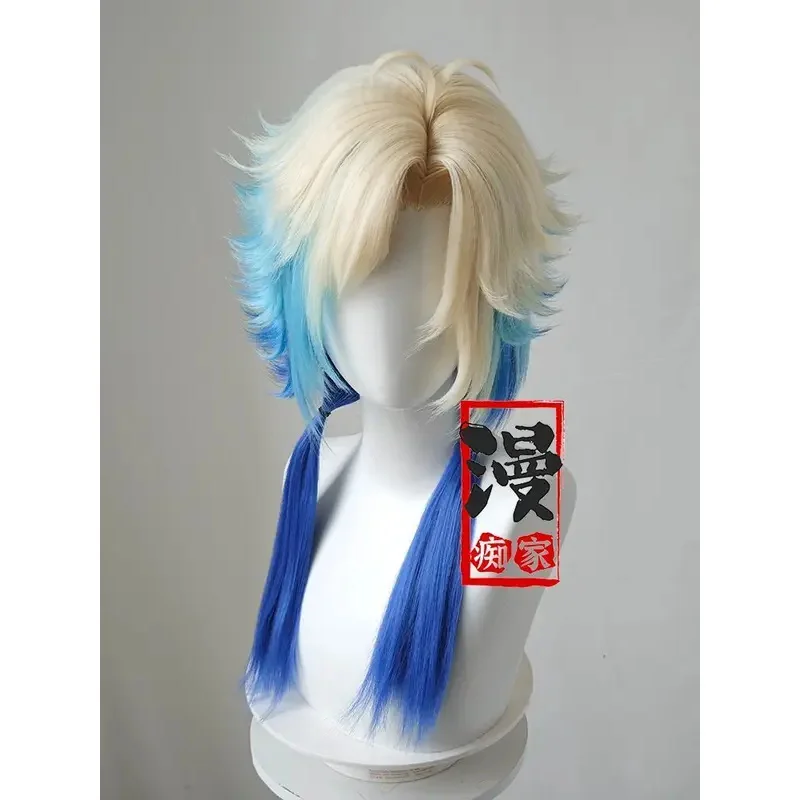 

2025 22 Michael Kaiser Styled Wig Lock blue white Wigs Anime Headwear Kanekalon Synthetic Cosplay Hair For