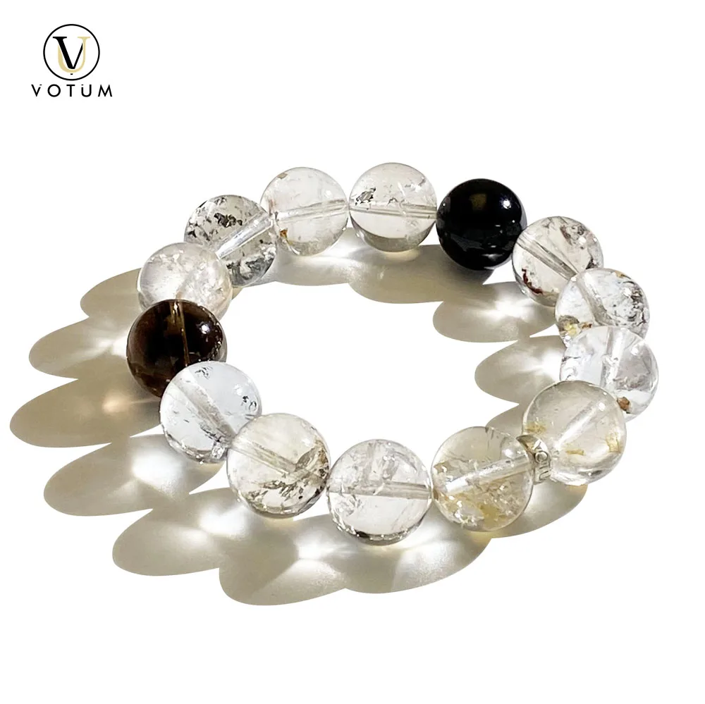 

Браслет Votum из натуральных пакистанских кристаллов Herkimer Diamond с бусинами из черного турмалина, дымчатого кварца и серебра 925 пробы, ювелирные изделия на заказ