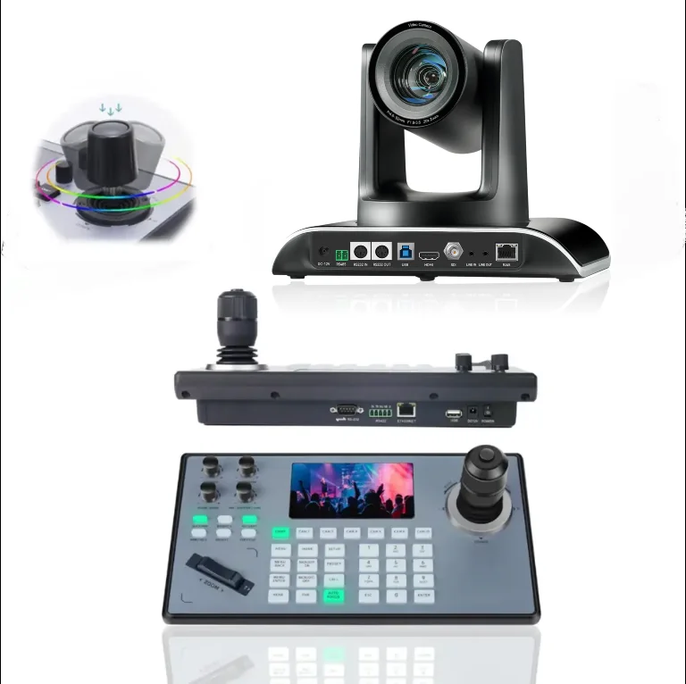 12X Zoom Conference PTZ Camera and a 4D  Joystick Controller Live Streaming System- AI Tracking Camera USB HD-M1 (PoE)