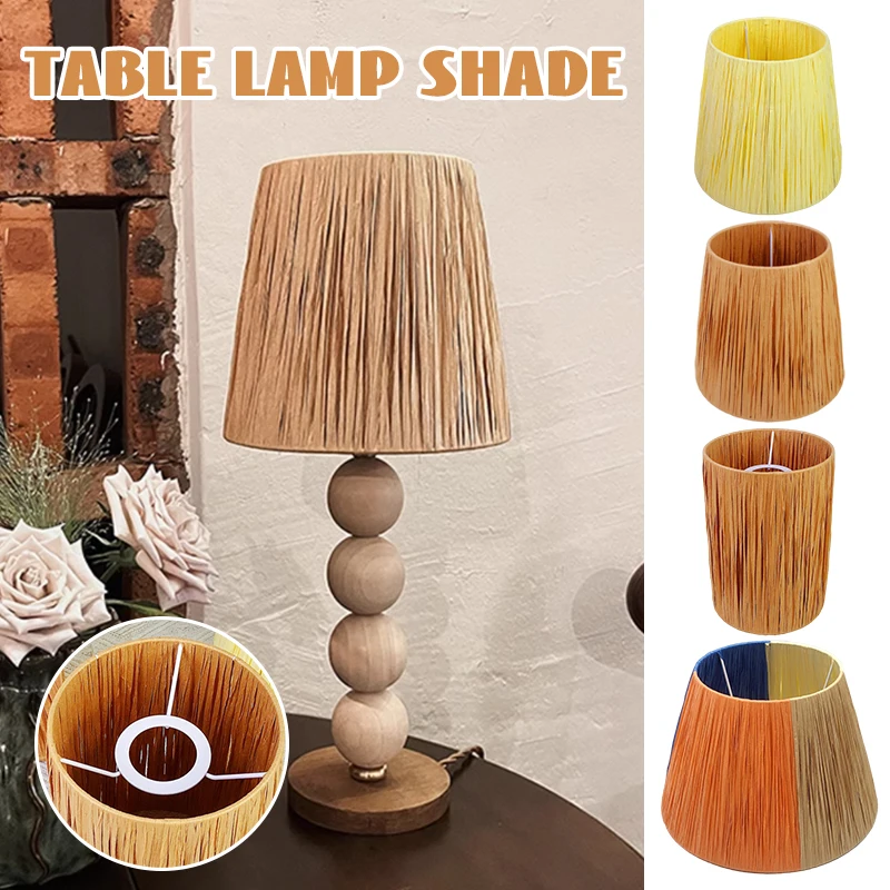 Bohemian Table Lamp Shade Raffia Lampshade Fashion Practical Lafite Lamp Shade For Living Room Desktop Decor FOR E27 No Base