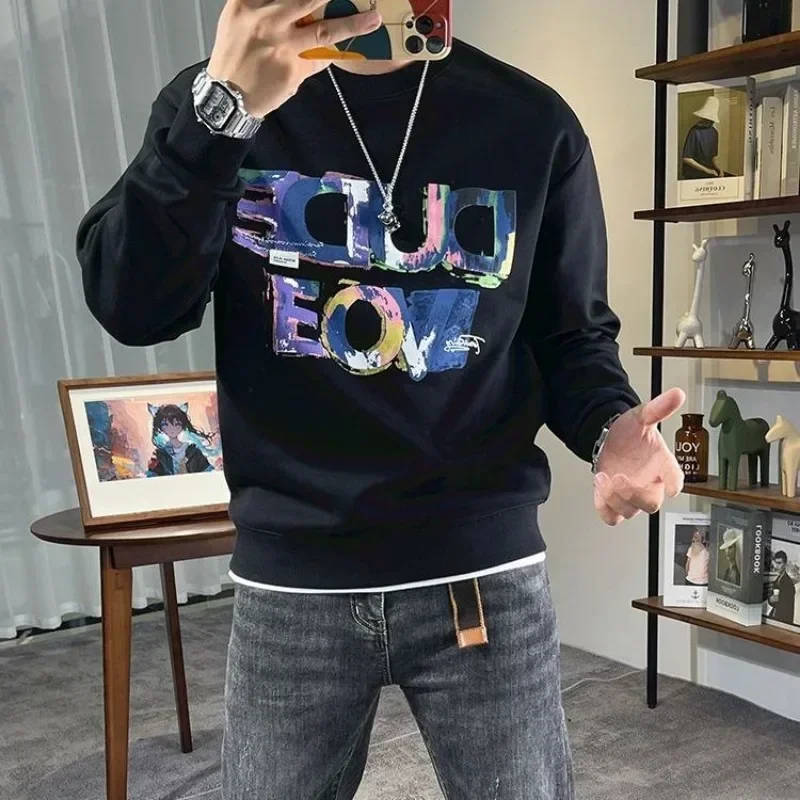 Men's Pullover Crewneck Round Neck Cotton Male Sweatshirt Harajuku Fashion Pastel Color High Quality Emo New In Cheap One Piece