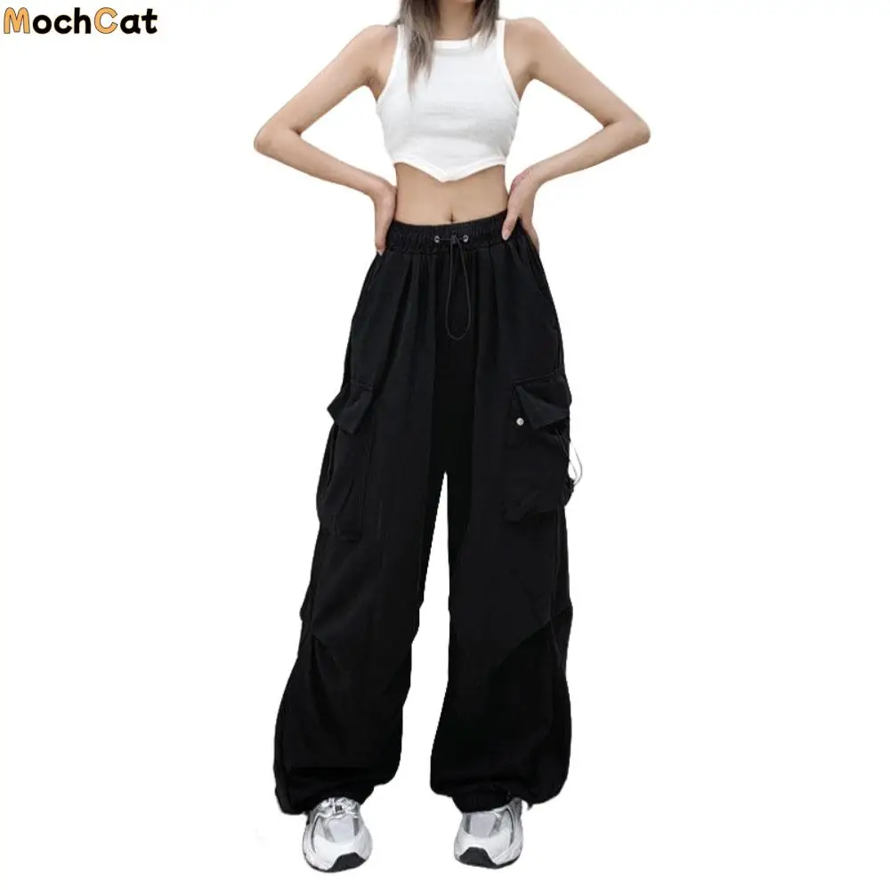 

Elasticated Waist Women Drawstring Pants Long Trousers Hip Hop Wide Leg Pants Sweatpants Black Red Women's Harem Pants Lady