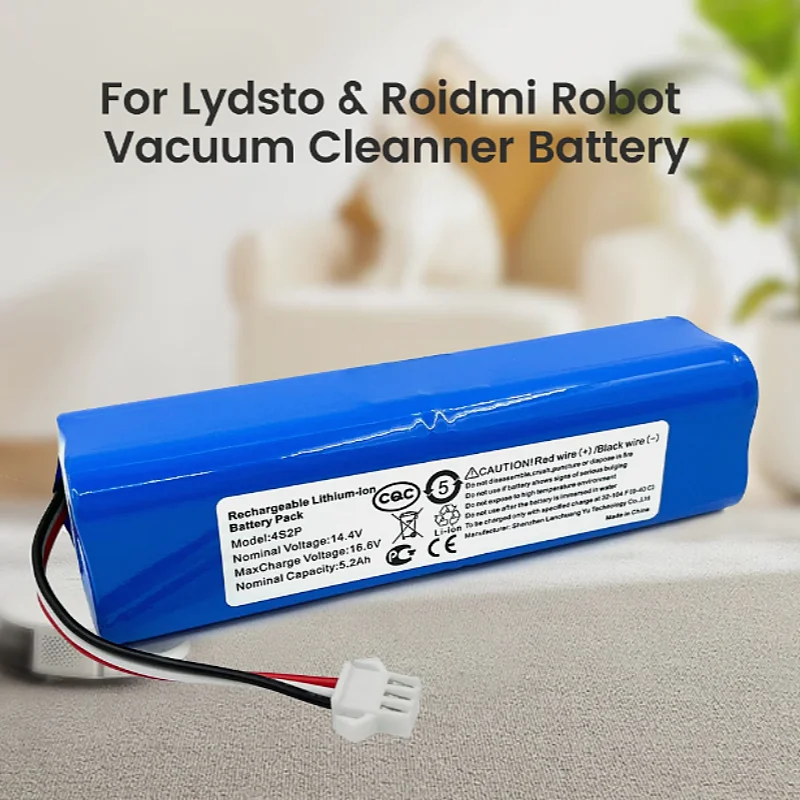 

Новый литий-ионный аккумулятор 14,4 В, 5200 мАч, 6400 мАч для Xiaomi Lydsto R1 Pro HD-STYTJ-W03 S1 YM-S1-W03 G2 H18650CH-4S2P