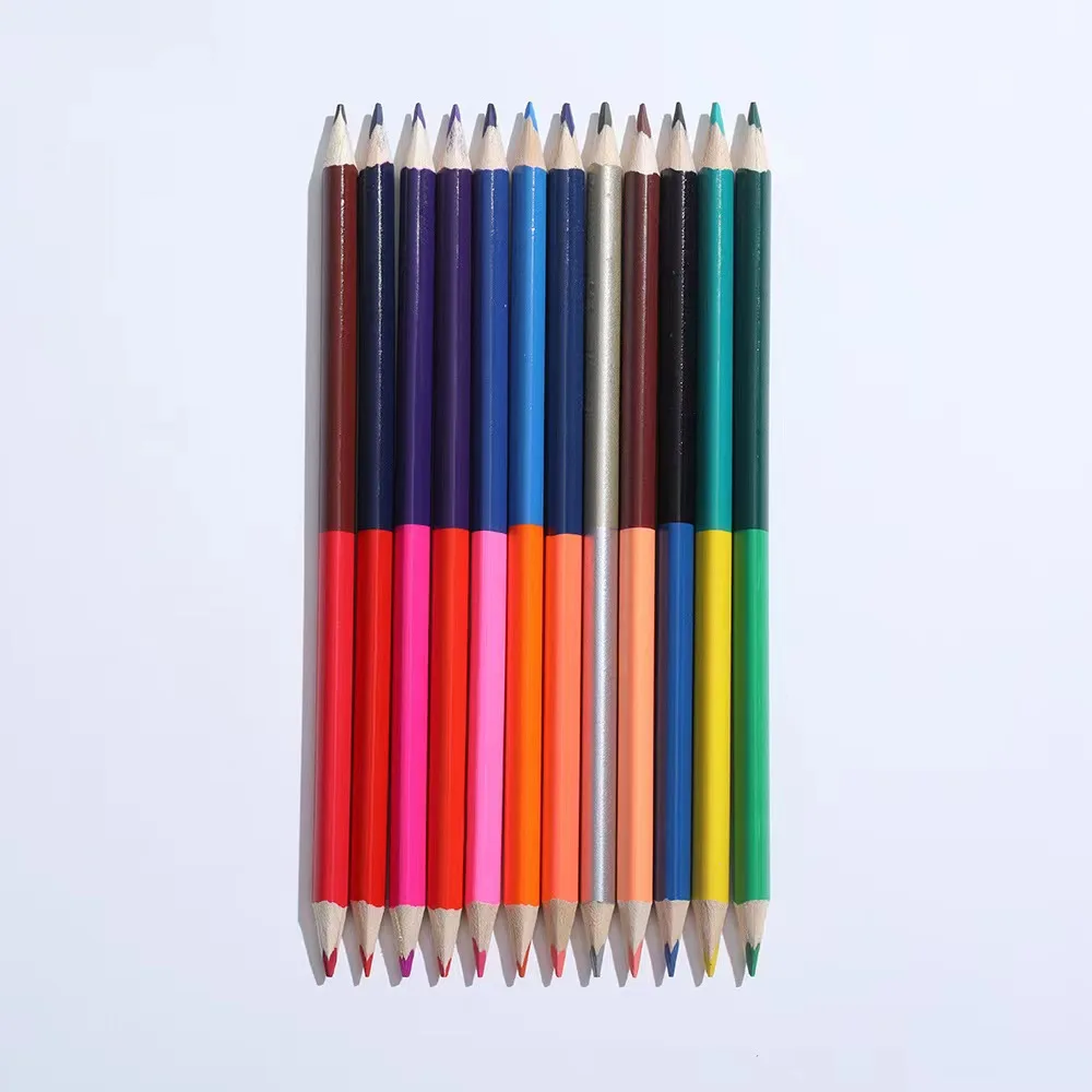 12/24 colors Dunble heads Pencil Set Sketching Drawing Color Lead for kids Beginners Home School Art Stationery Supply