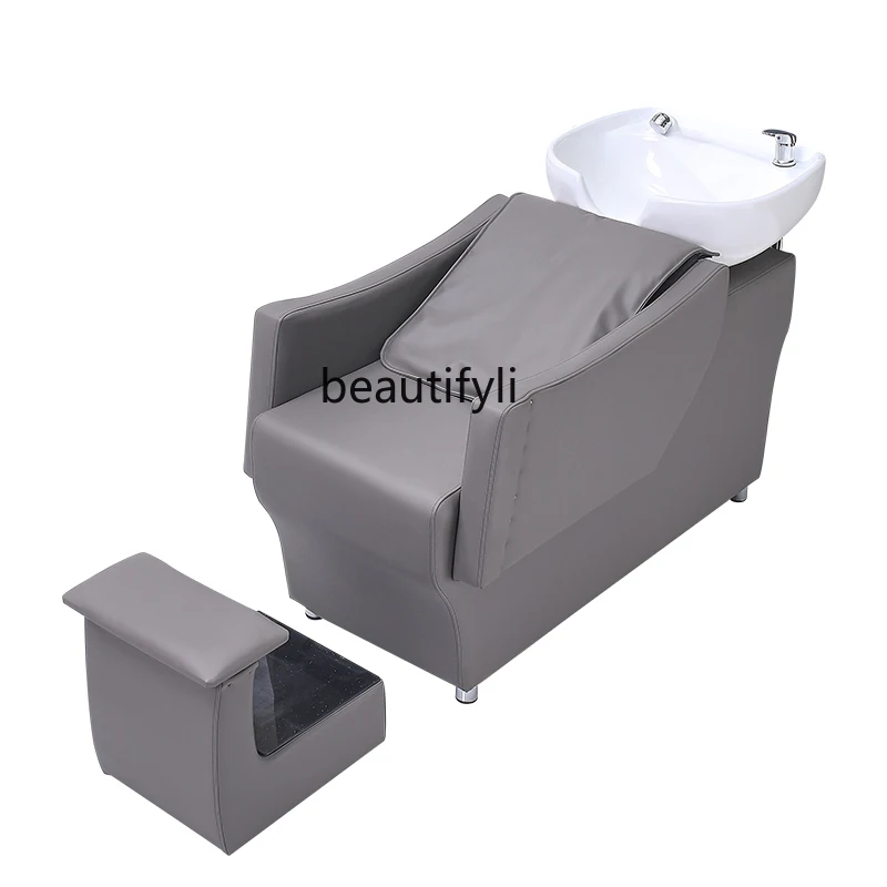 Shampoo Chair for Hair Salon Flushing Bed Lying Half Semi-automatic Massage Intelligent Shampoo Chair