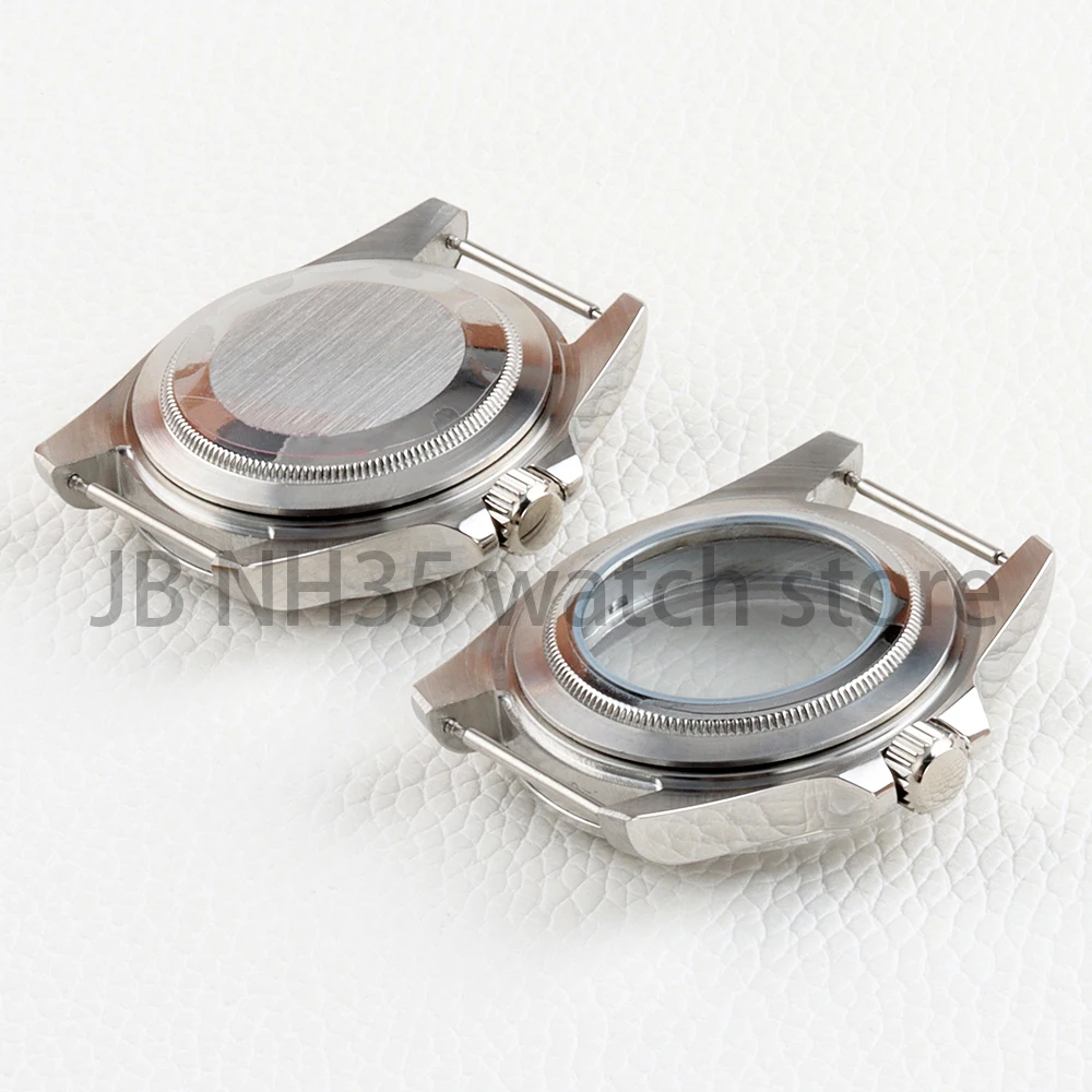 Cassa per orologio in argento da 39 mm Vetro zaffiro in acciaio inossidabile per Explorer Seiko NH34 NH35 NH36 NH38 Movimento automatico Quadrante da 28,5 mm