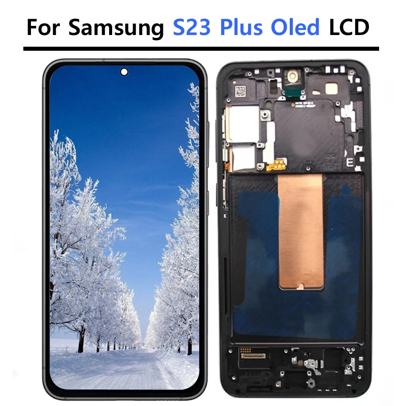 OLED S23+ LCD Screen For Samsung S23 Plus Display Touch Screen With Frame Assembly For S23 Plus S916B S916U LCD Repair Parts