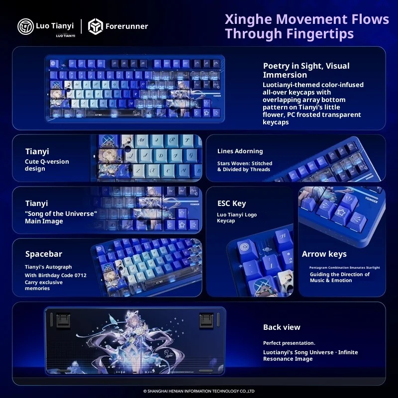 Pioneer X87S Keyboards Luo Tianyi Limited Edition Wireless Mechanical Keyboard Customizable Tri-Mode Bluetooth for Gaming