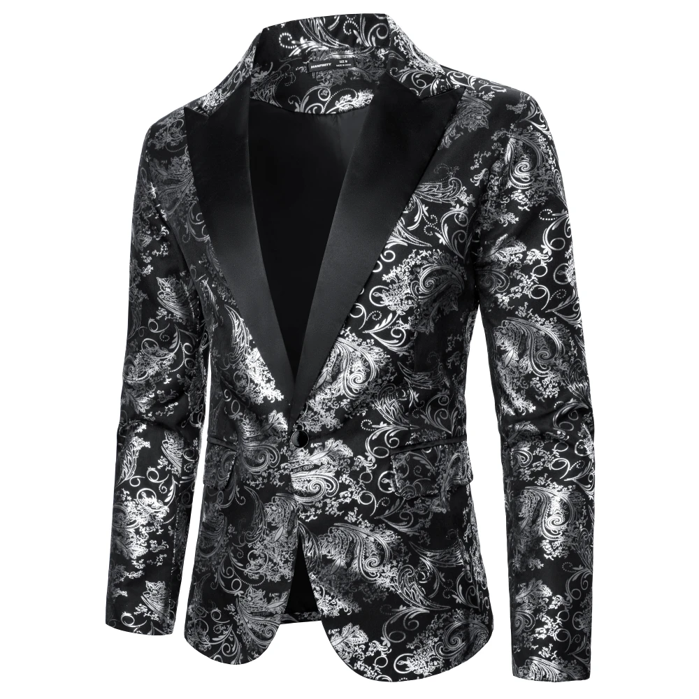

Men's Suit Jacket Retro Flower Print Buttons Men's Coat Wedding Dinner Party Stage Performance Nightclub Sexy Man Suits Jacket