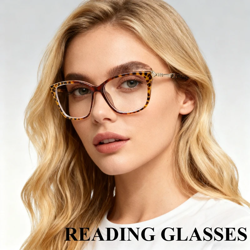 Modische quadratische Lesebrille mit neuem hochauflösendem Anti-Blaulicht für Menschen mittleren Alters und ältere Menschen + 100 bis + 400