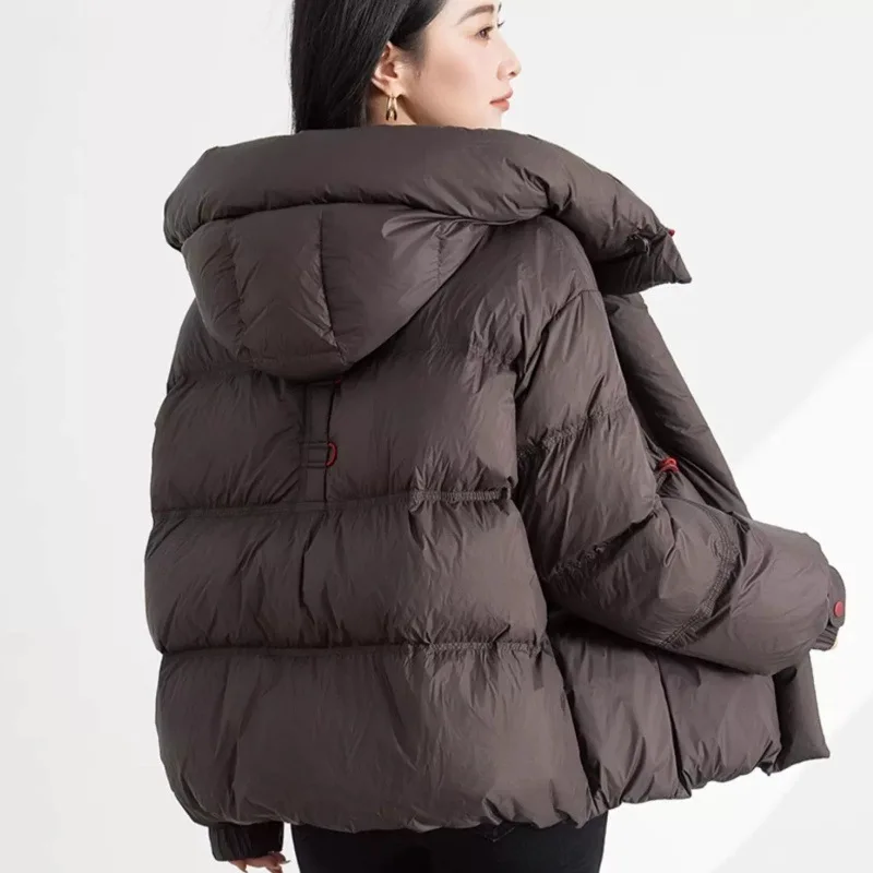 سترة مبطنة بغطاء للرأس دافئة بسحّاب كامل للنساء شتاء دافئ بلون سادة سترات فضفاضة للنساء موضة جديدة لعام 2025 معطف قطني للشارع #2