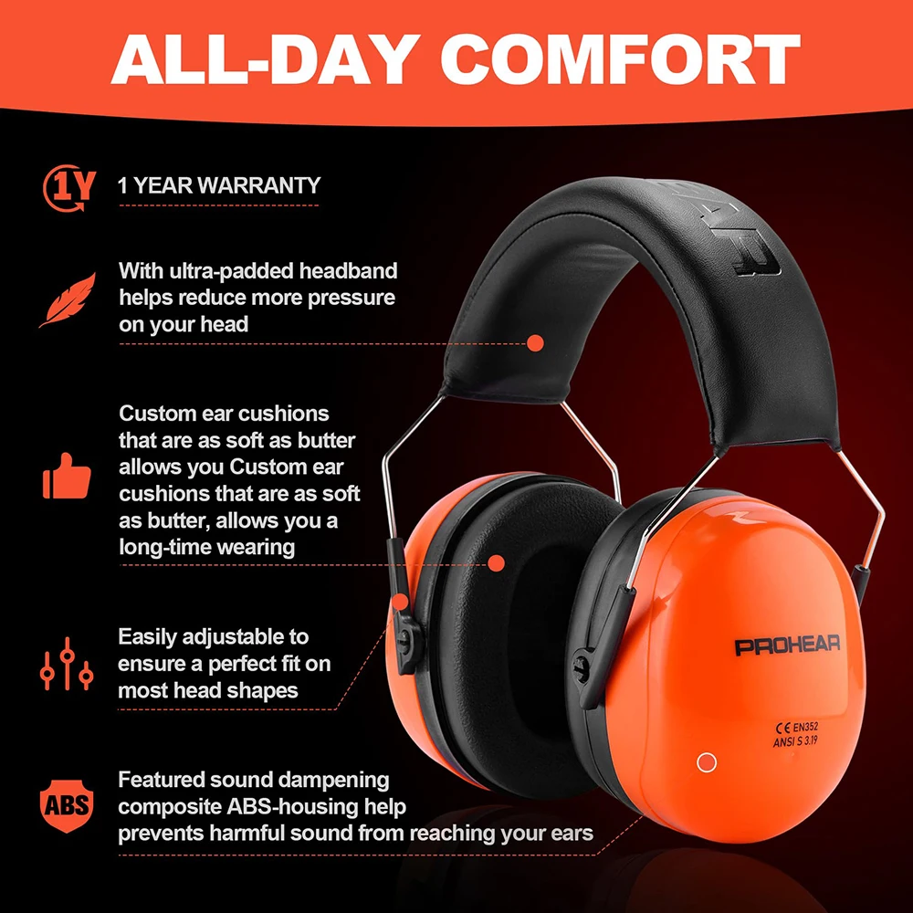 ZOHAN Adjustable Hearing Safety Protection Earmuffs Noise Reduction Earmuff for Mowing Construction Woodworker Shooting Hunting