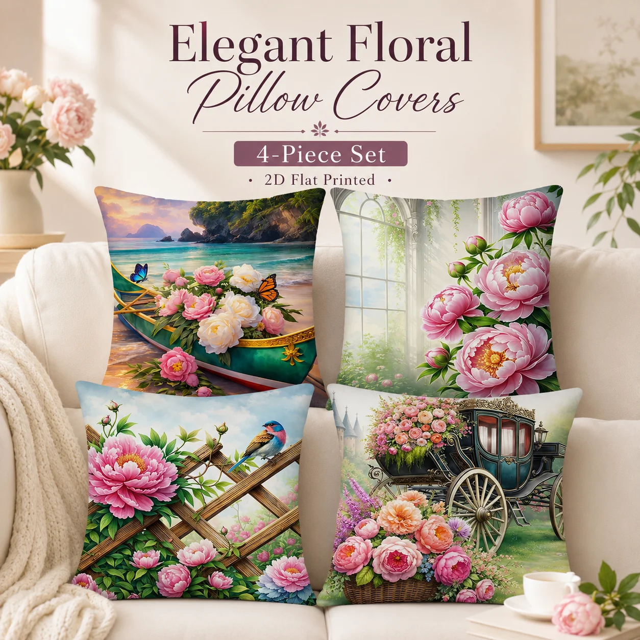 

4Pcs 2D Flat Printed Coastal Ocean Pillow Covers Peach Skin Sea Turtle Starfish Cushion Covers Summer Room Decor Coussin Sofa