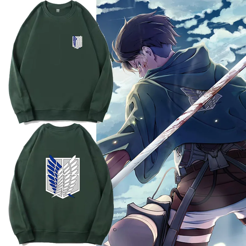 

Хлопковая толстовка Atta on Titan с круглым вырезом, свободного кроя, мужская футболка с принтом в стиле аниме, повседневная уличная одежда