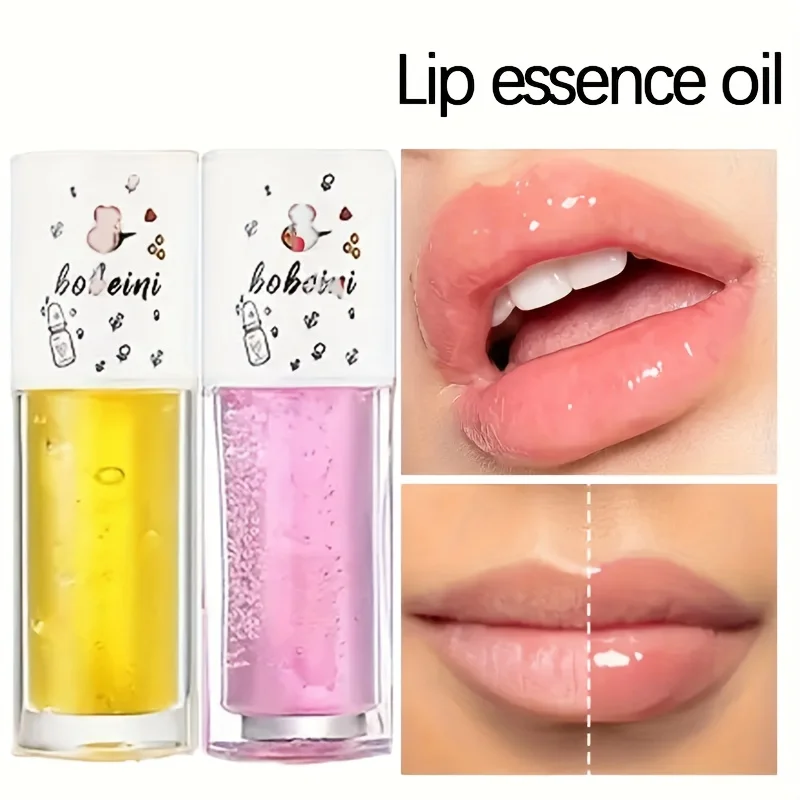 Long-lasting non-stick Lip Oil-Radiant lip balm, peach honey, party daily/special events-Ideal gift for women, pink/yellow tones