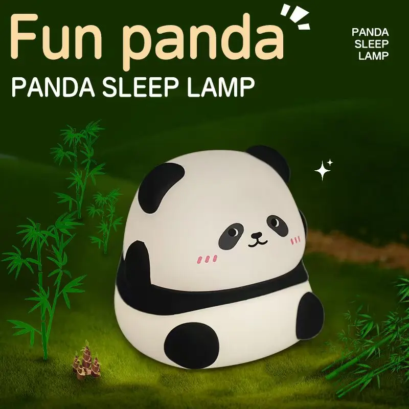 Panda LED Night Light Cute Silicone Night Lamp USB Rechargeable Touch Night Lamp Bedroom Timing Lamp Decoration Children's Gift