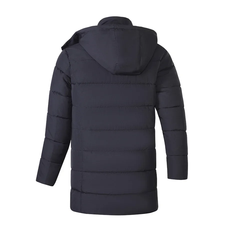 Winter Men Coat New Thicken Warm Mid Length Stand Collar Male Down Outerwear Long Sleeve Pocket Detachable Hooded Man Jacket