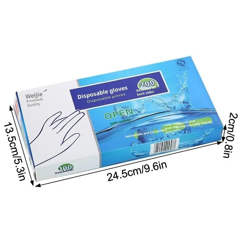 100/200 قطعة قفازات خالية من اللاتكس PE قفازات يمكن التخلص منها شفافة عدم الانزلاق حمض سلامة العمل الغذاء الصف قفازات التنظيف المنزلية