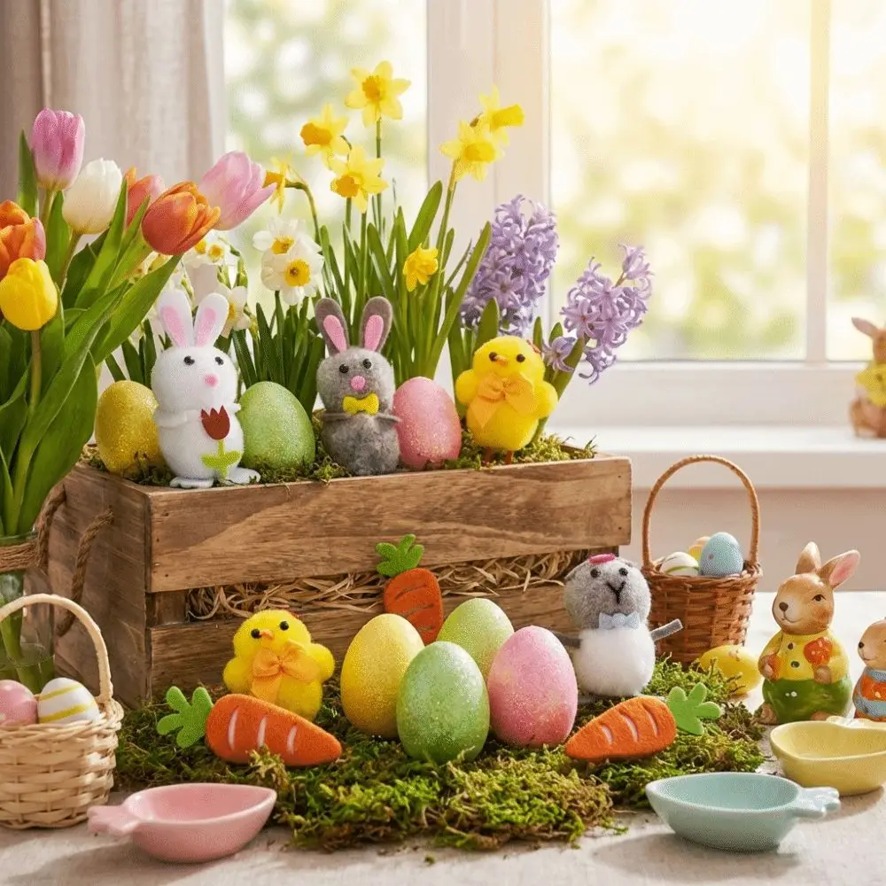 

DIY Craft Happy Easter Easter Eggs Chick Ornament Handmade Cute Rabbit Figurine Realistic Bunny Chicken Festival Party