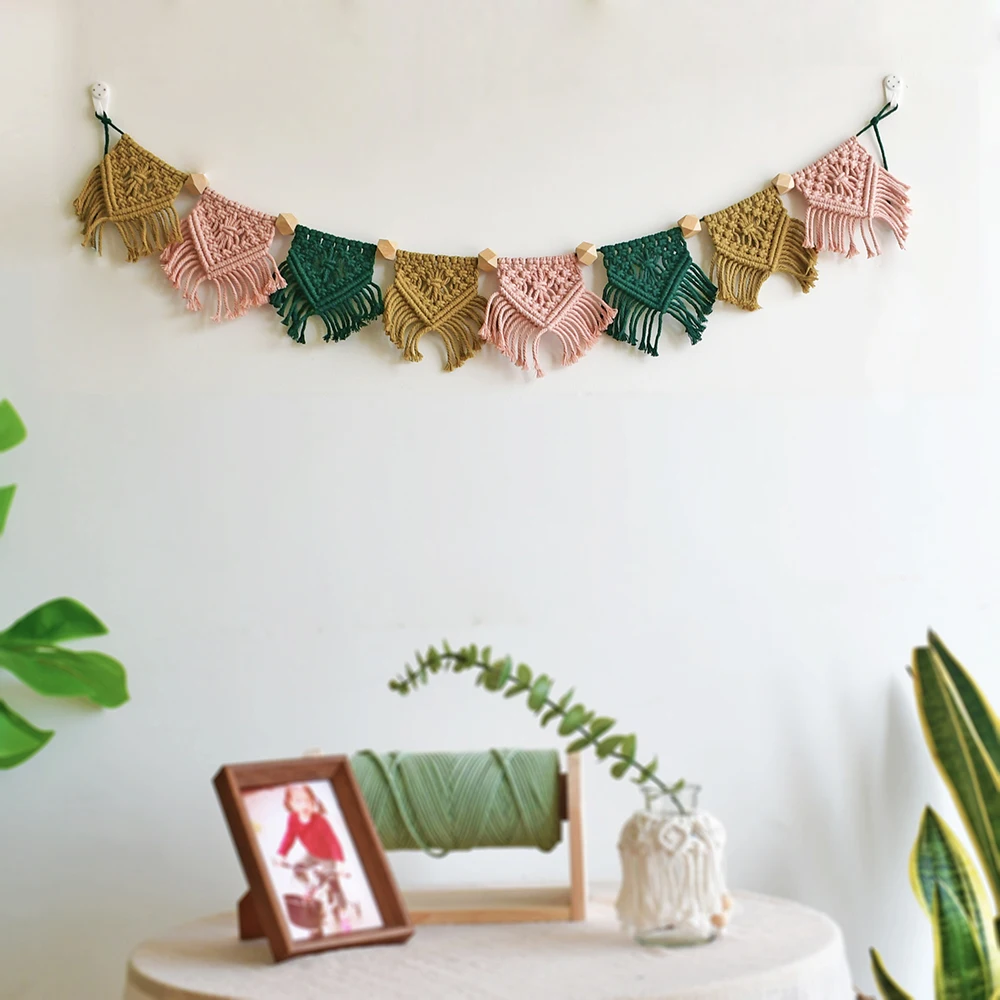 Bohemian macrame handmade garland for home decoration macrame taperstry for wall hanging decoration macrame garland