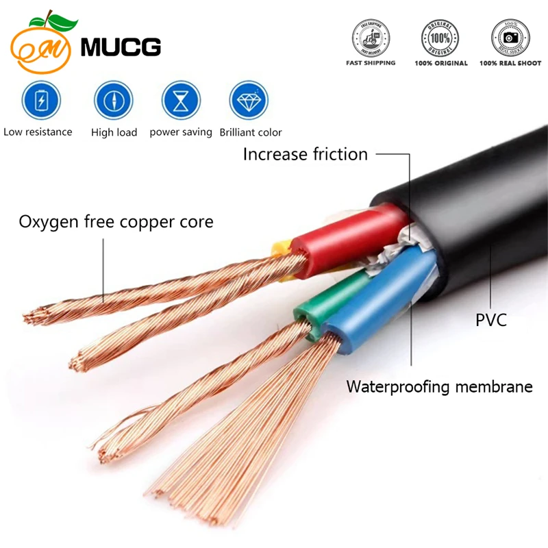 2/3/4/5 Core Sheath wire Electrical wires Copper cable Very Soft PVC Material Waterproof Insulation For Equipment wiring 16 AWG