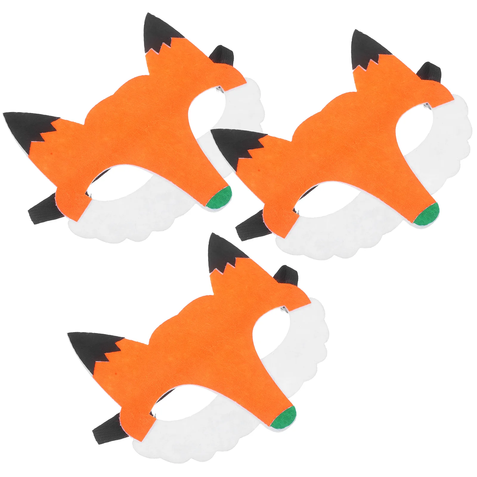 

3pcs Fox Mask Halloween Decorations Non-woven Animal Themed Kids Party Masks Reusable Costumes Cartoon Design