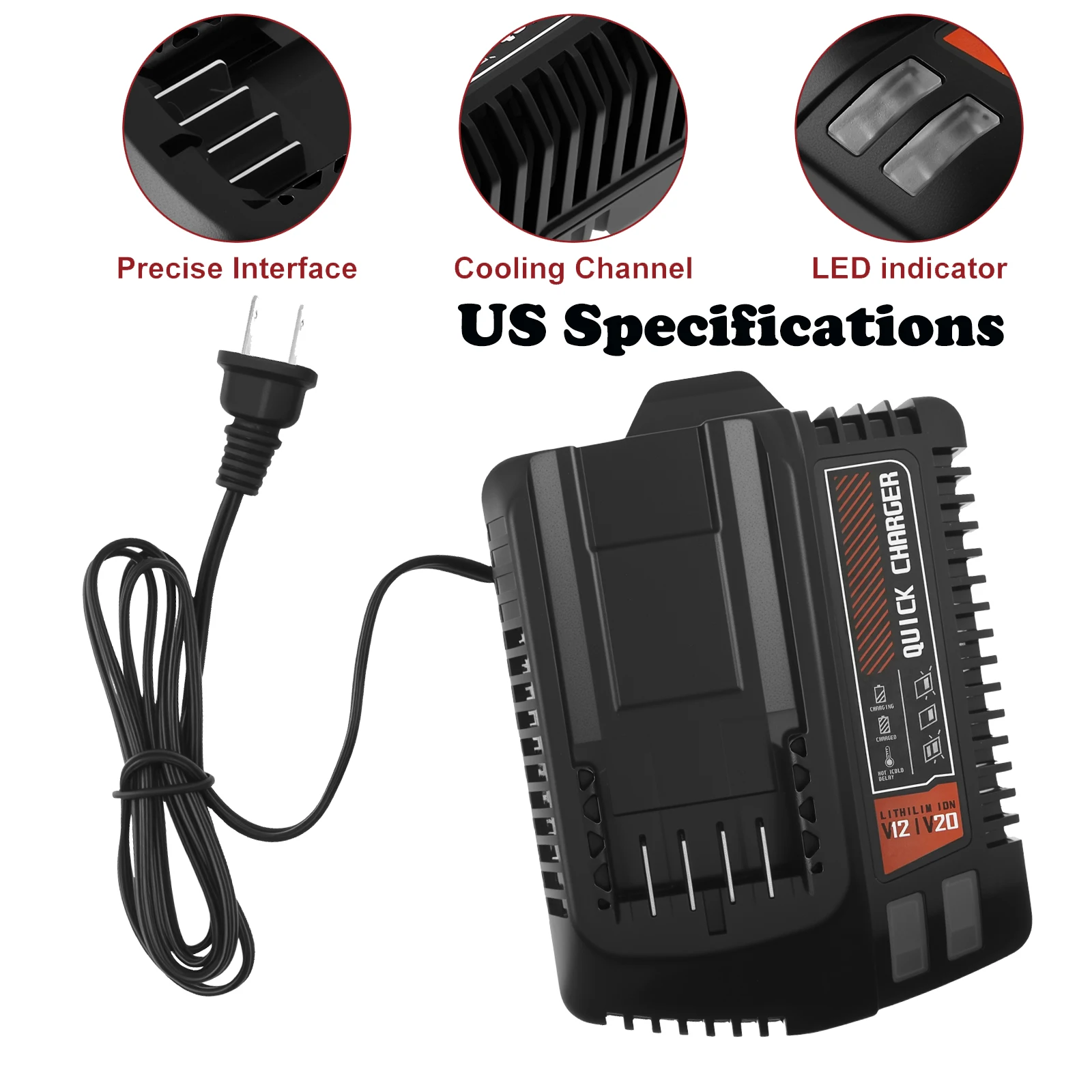 

12-20V Lithium-ion Battery Charger Fast Charging and Protection with Indicator Light for CMCB201 CMCB202 CMCB203 CMCB204 CMCB205