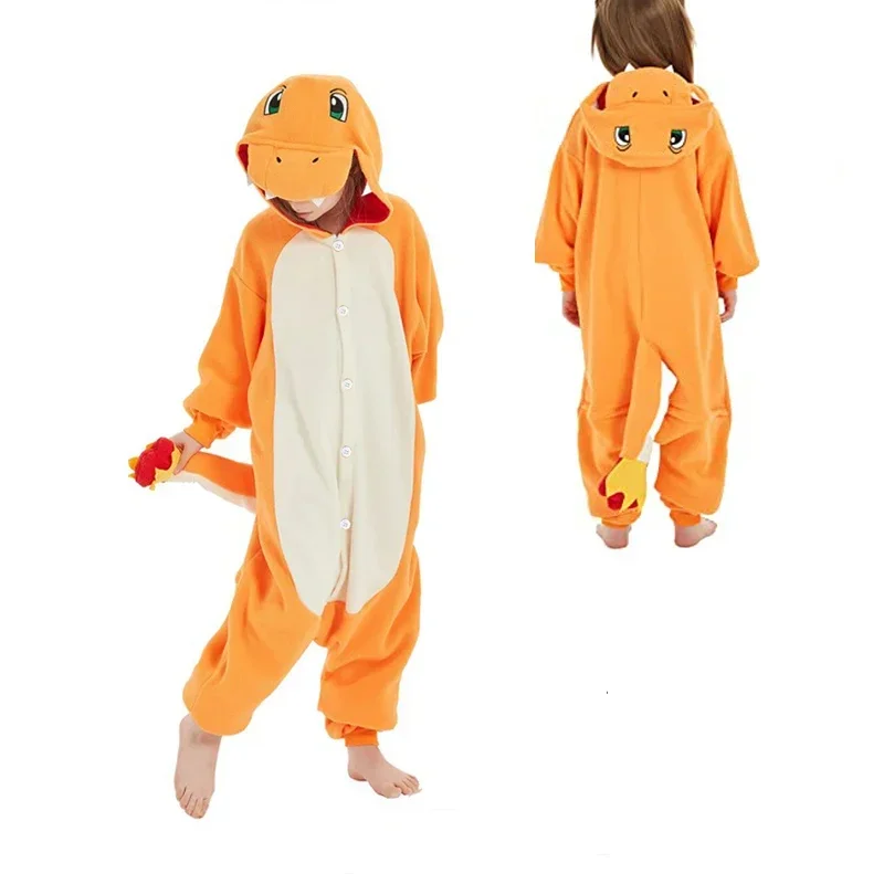 2025 New Cartoon Kigurumi Dragon Onesie Boys Halloween Festival Party Cosplay Costume Kids Pajama Children Charizard  Outfit AFF