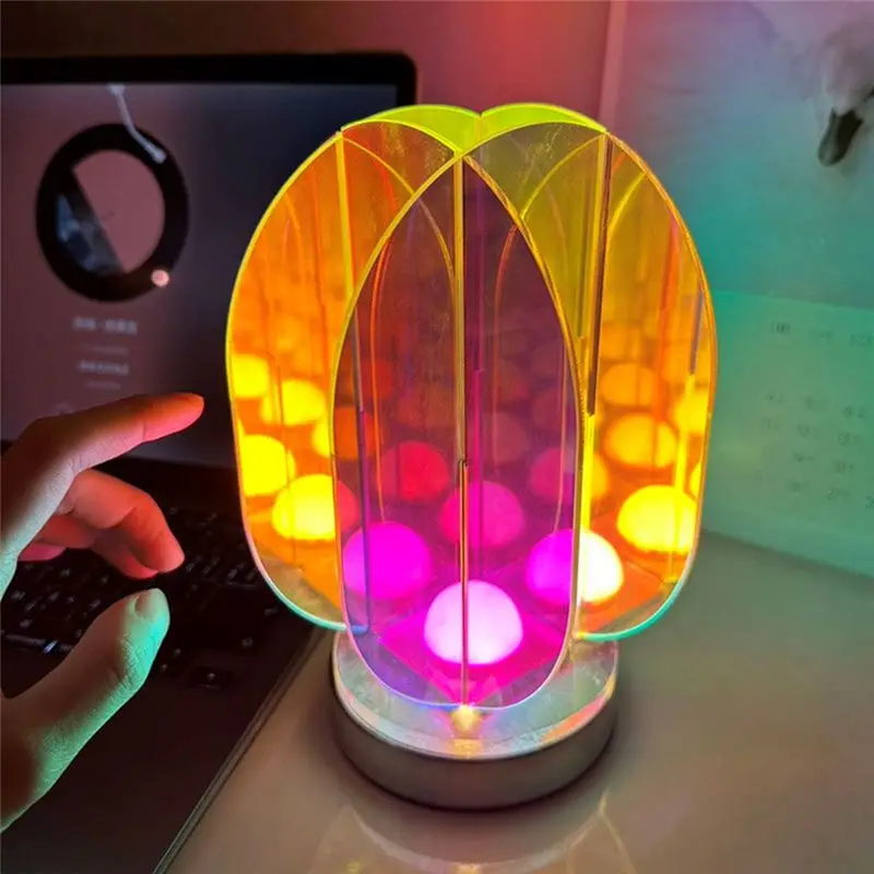 A42Z-LED Color Acrylic USB Table Lamp Bedroom Room Game Room Decor Night Lamp Desk Geometric Decorative Indoor Table Lamp image 6
