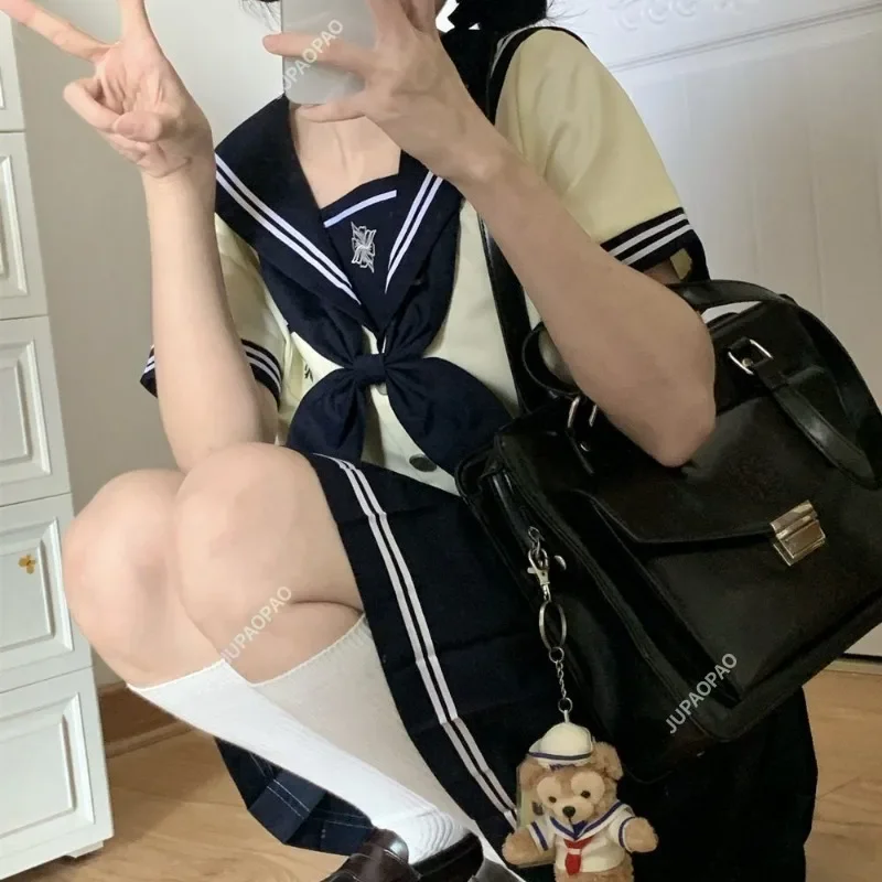 Japanese Embroidery New JK Uniform Ins Style Sailor Uniform College Style  Long-sleeved College Style Pleated Skirt Suit Youth